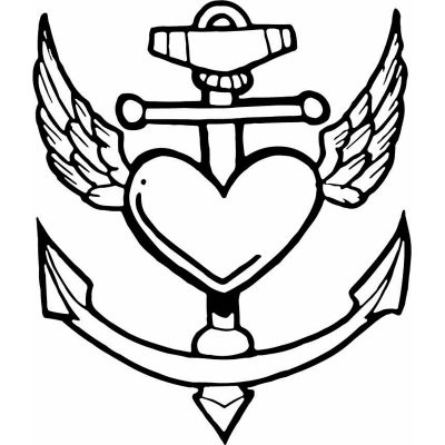 HoosierDecal Cool Anchor With Heart and Wings Nautical Vinyl Decal for Boat Car Window 137