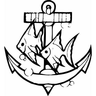 HoosierDecal Cool Anchor with fish decal Nautical Vinyl Decal for Boat Car Window 143