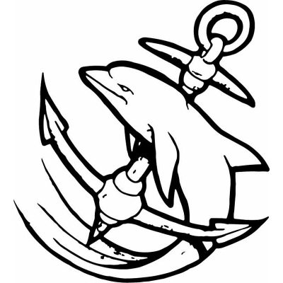 Anchor Decal With Dolphin Cool Nautical Vinyl Decal for Boats or Car Windows 154