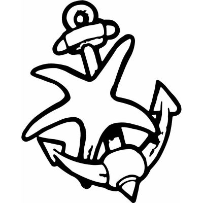 Anchor With Starfish Decal for Boat Car Window 156