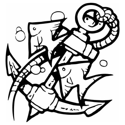 HoosierDecal Cool Anchor Nautical Vinyl Decal for Boat Car Window 159