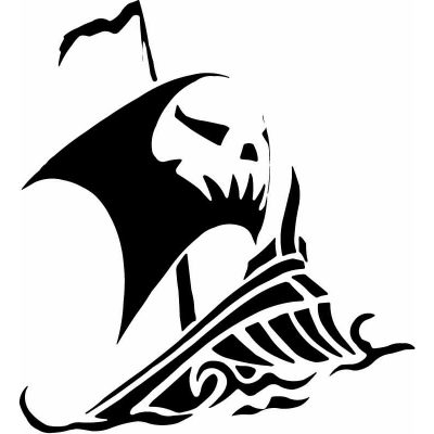 HoosierDecal Cool Pirate Ship In Sea Nautical Vinyl Decal for Boat Car Window 166