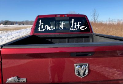 Line Life Custom Truck Lettering for Electrical worker.