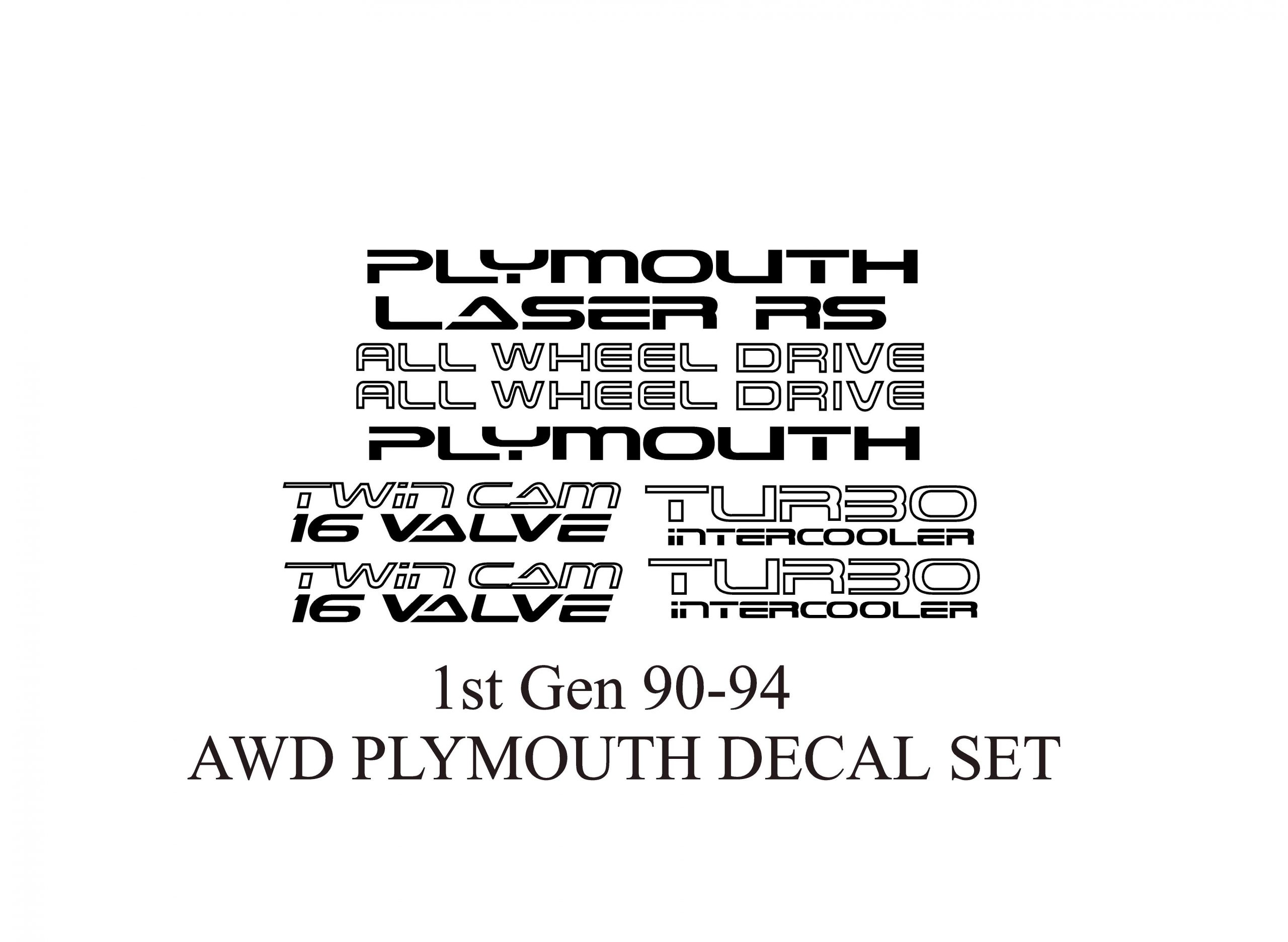 Plymouth Laser AWD Decal Set
