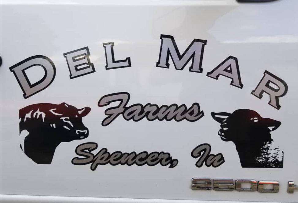 Custom truck door vinyl lettering