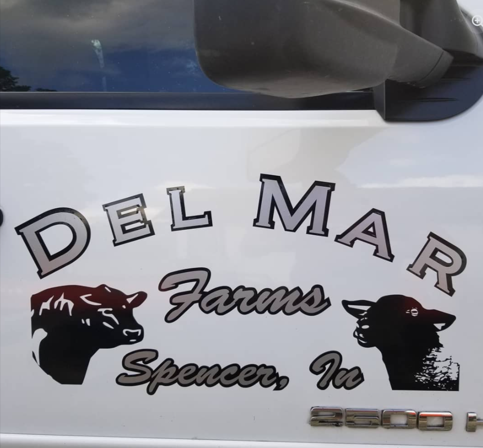 Custom truck door vinyl lettering