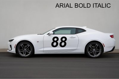 Race Numbers - Arial Bold Italic