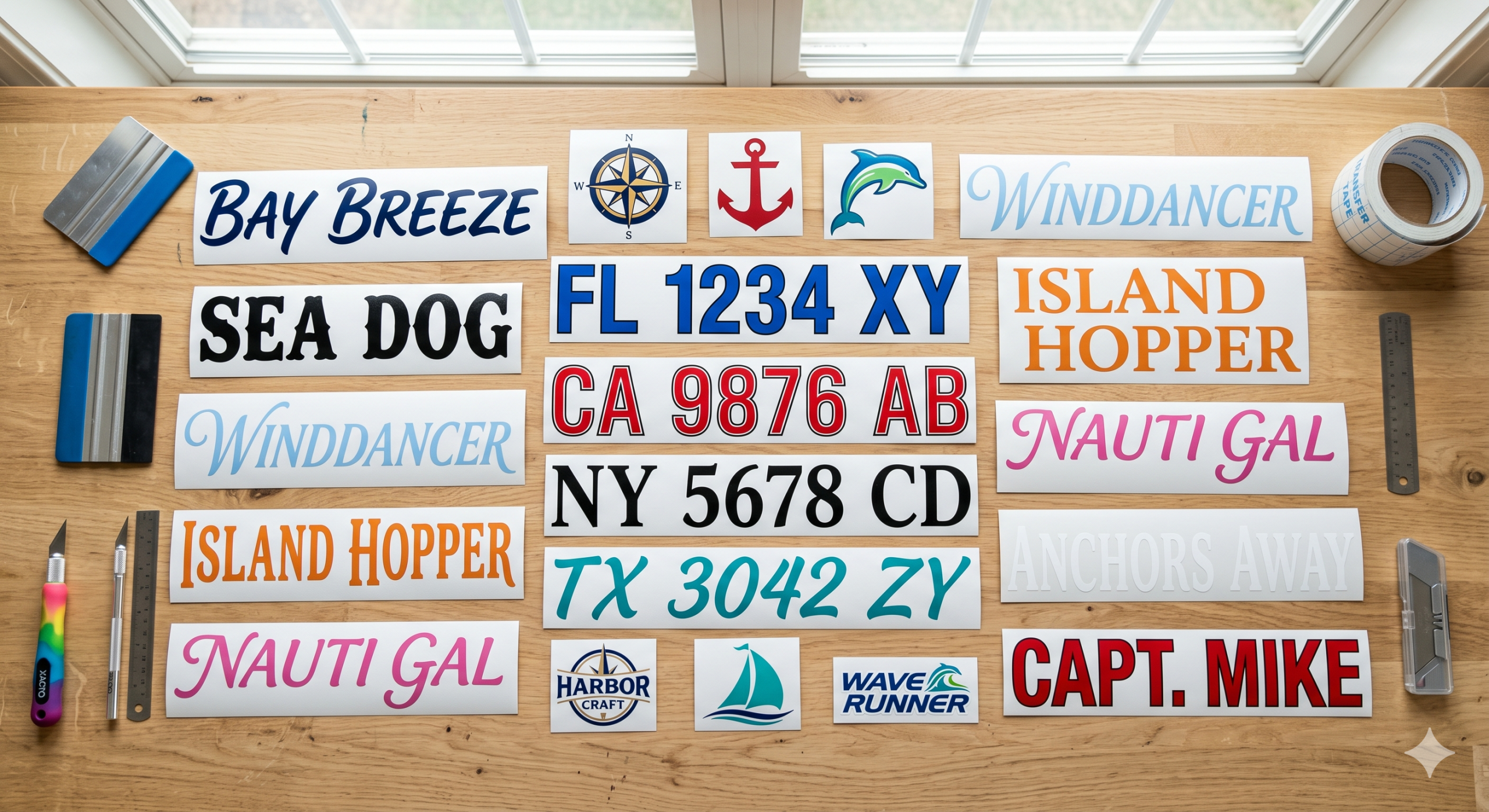 Custom boat name decals and registration numbers by Hoosier Decal