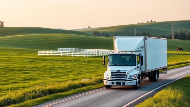 USDOT decal placement diagram for Kentucky commercial trucks showing FMCSA letter sizing rules