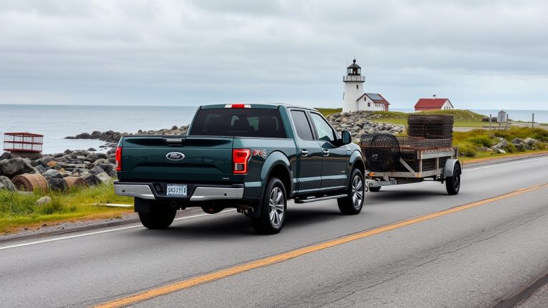 Utility trailer diagram showing VIN sticker and registration plate placement required in Maine