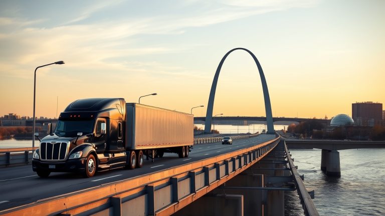 USDOT decal placement diagram for Missouri commercial trucks showing FMCSA letter sizing rules