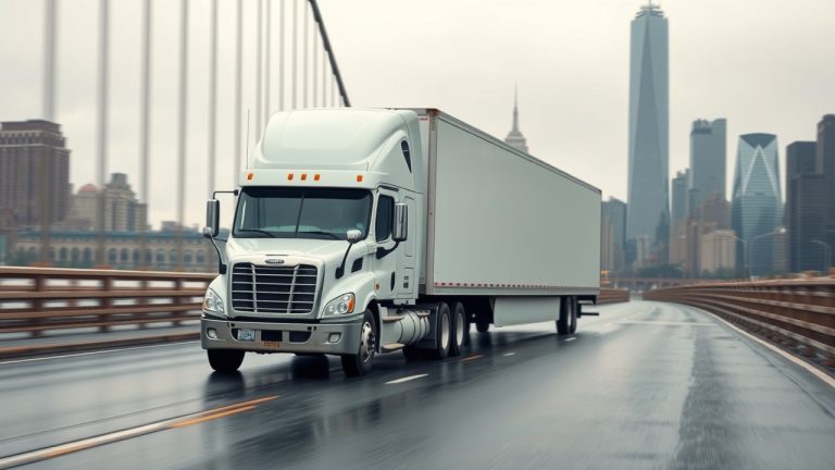 USDOT decal placement diagram for New York commercial trucks showing FMCSA letter sizing rules