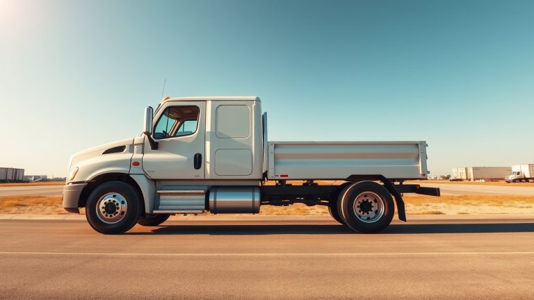 Commercial truck door with required FMCSA markings showing name, USDOT number, and address for Texas