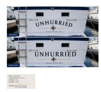 Custom Boat Transom Lettering β UNHURRIED