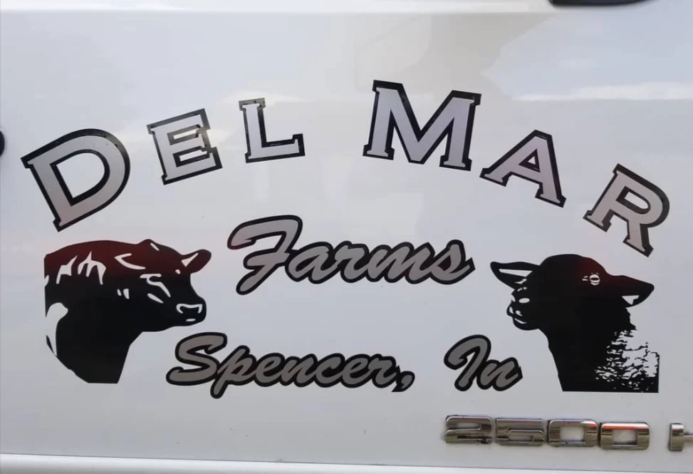 Custom truck door vinyl lettering